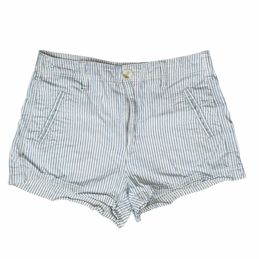 American Eagle High Rise Railroad Stripe Pinstripe 100% Cotton  Shorts Size 4